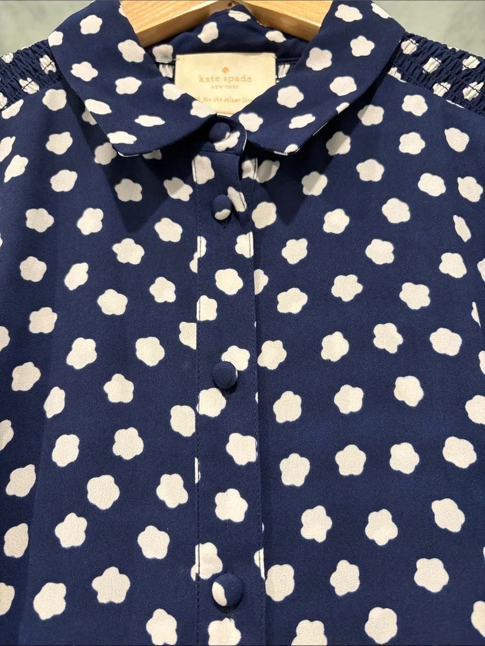 Kate Spade Sleeveless Navy Collared Midi Dress with white flowers - Size 12